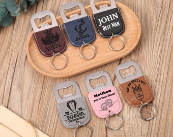 Personalized Bottle Opener Keychainy,Customized Logo Bottle Opener,Leather Keychain Bottle Opener,Groomsmen Gift,Party Favors,Gift For Him