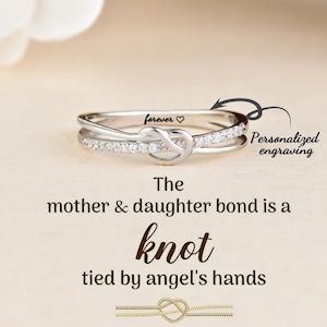 Für meine Tochter Knotenring, personalisierter Herzknotenring, Mutter & Tochter Bindung ist ein Knoten, der durch Engels Hände gebunden ist, Geschenk für sie, Weihnachtsgeschenk