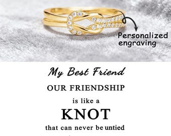 To My Best Friend Infinity Knot Ring,Double Auger Knot Ring,Sterling Silver Ring,Knot Band for Women,Gift for Her,Birthday Gift