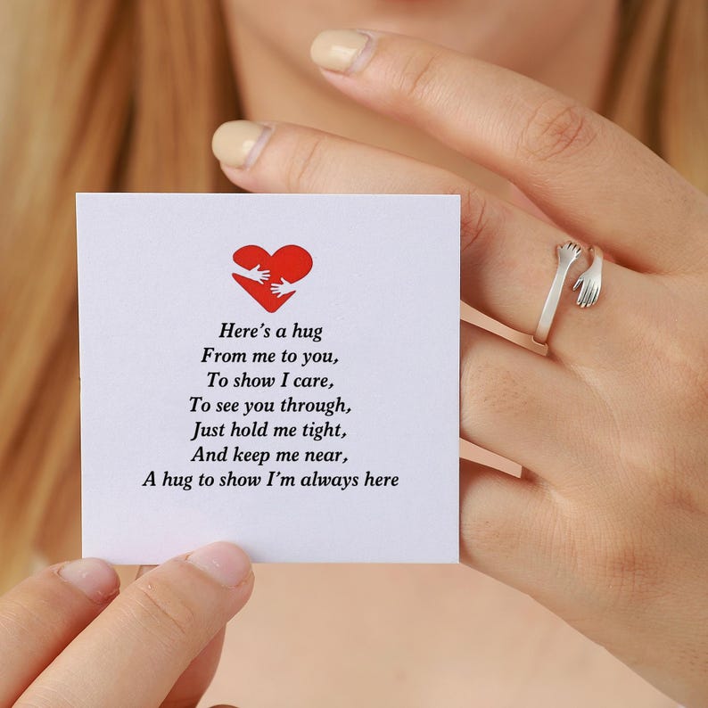Personalized Hug Ring,S925 Silver Hug Ring,Engraved Ring,Couple ring, Daughter Ring,Cute Ring,Birthday Gift,Gift For Her,Christmas Gift image 2