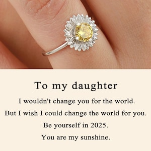 Sterling Silver Sunflower Ring,Floral Ring with Gold Leaf or CZ Center,Inspired Sunflower Ring,Ring for Women,Inspired Jewelry