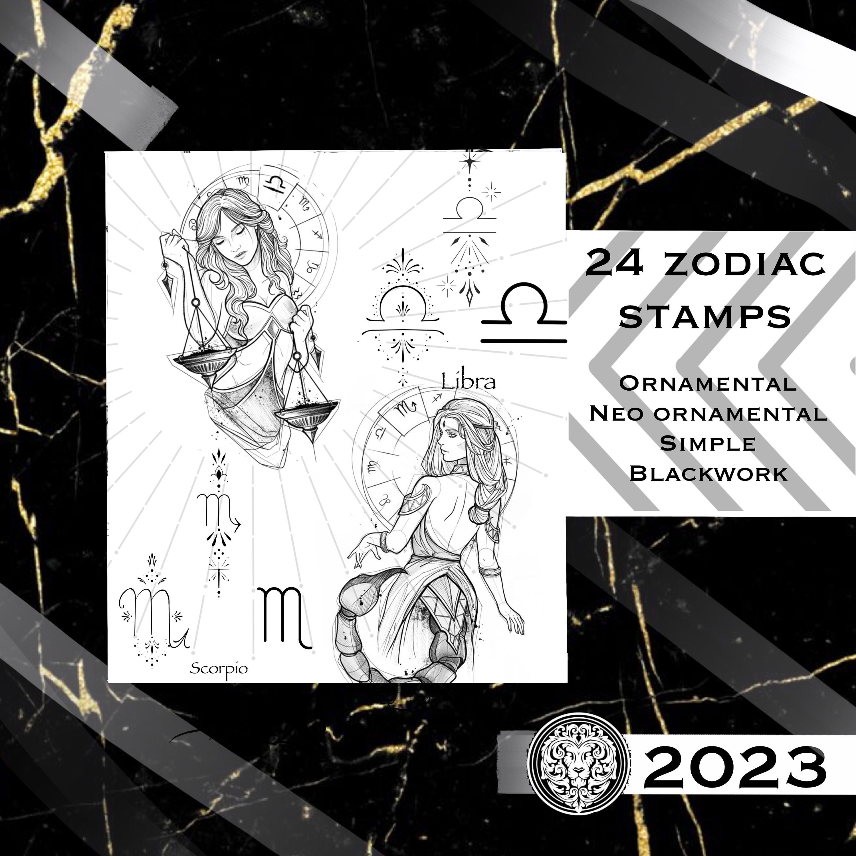 Zodiac Stamps Designs for Procreate Procreate Tattoo Stamps Procreate