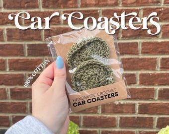 Crochet Car Coasters (Set of 2) – Handmade Cotton Cup Holder Accessory