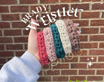 Brady Wristlet Keychain Crochet Wristlet for Keys Boho Aesthetic Keychain Accessory Renewable Recyclable Eco-Conscious Cotton