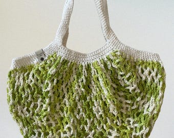 Key Lime Market Tote Bag | Handmade Crochet Mesh Bag for Markets, Shopping, Festivals, Essentials, and Purse Bag | 100% US-Grown Cotton