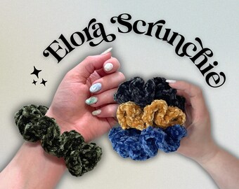 Crochet Velvet Scrunchie, Handmade Elastic Hair Tie