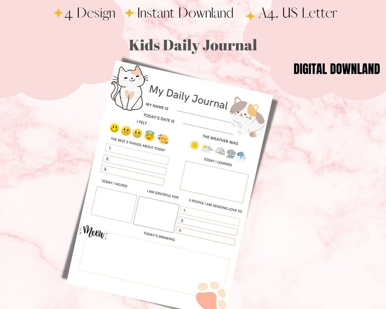 Digital Prints Diary for Childrenkids Daily Planner Kids - Etsy