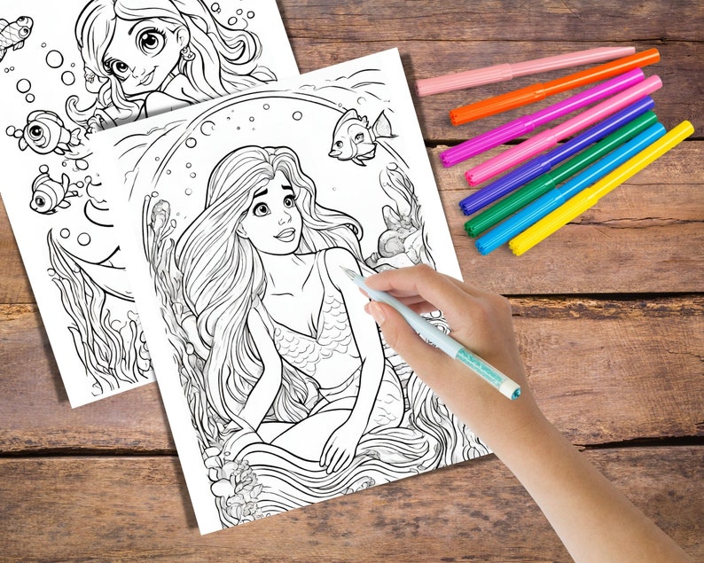 Mermaid Coloring Pages Coloring Page for Girl Mermaids Coloring Book ...