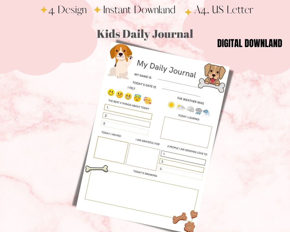 Digital Prints Diary for Childrenkids Daily Planner Kids - Etsy