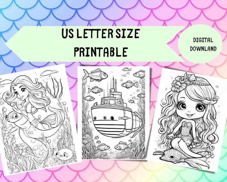 Mermaid Coloring Pages Coloring Page for Girl Mermaids Coloring Book ...