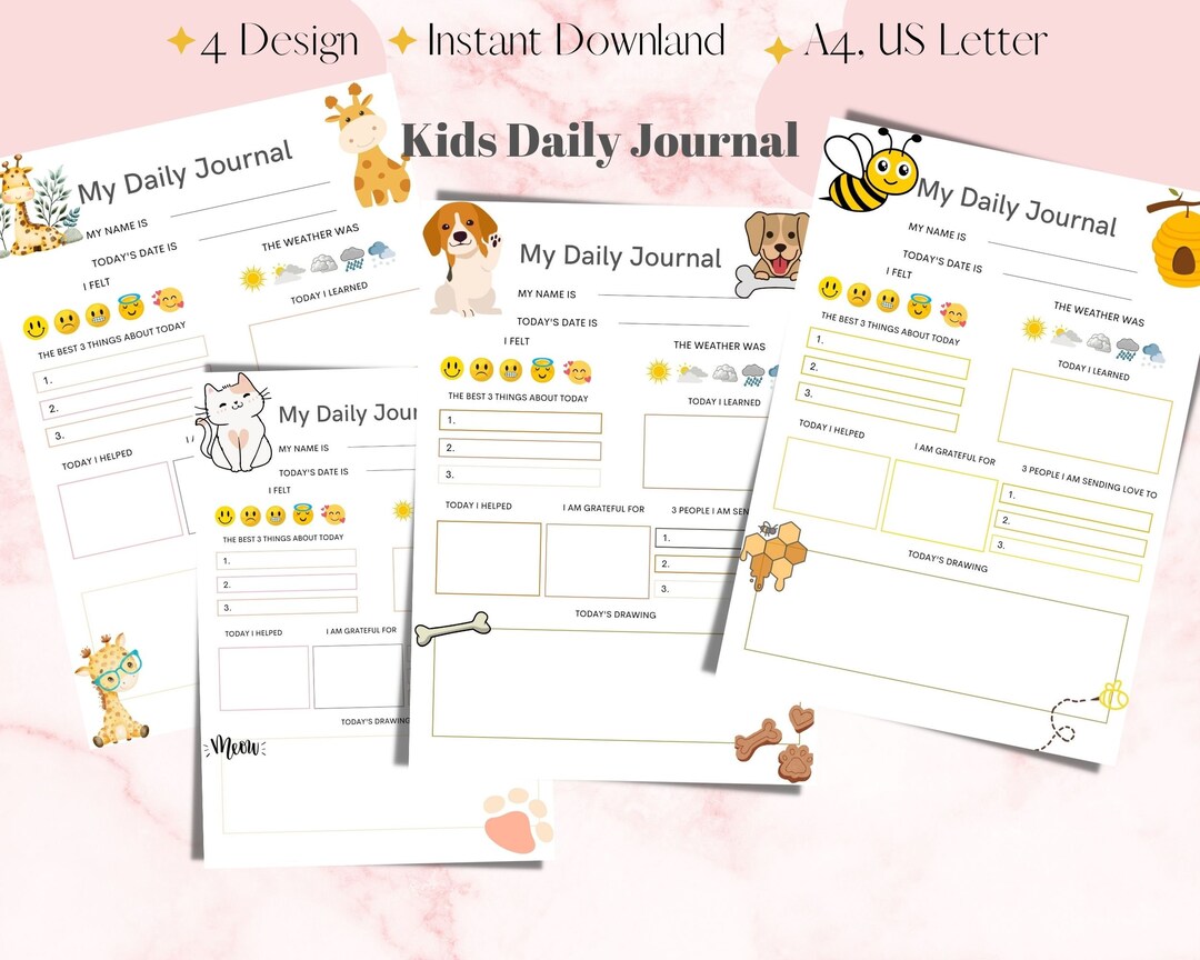 Digital Prints Diary for Childrenkids Daily Planner Kids - Etsy