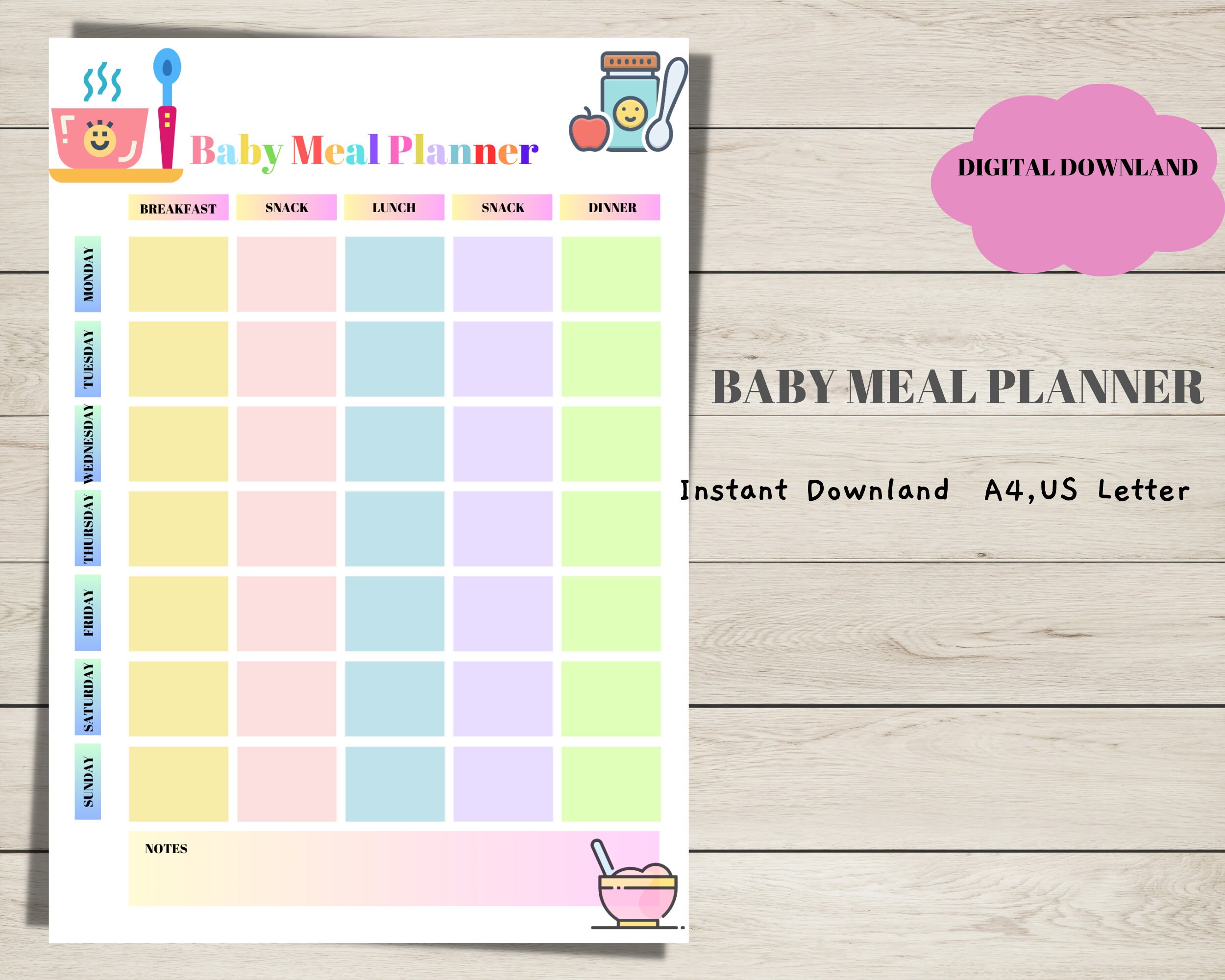 Baby Meal Planner, Kids Meal Planner, Weekly Meal Planner, Family Meal