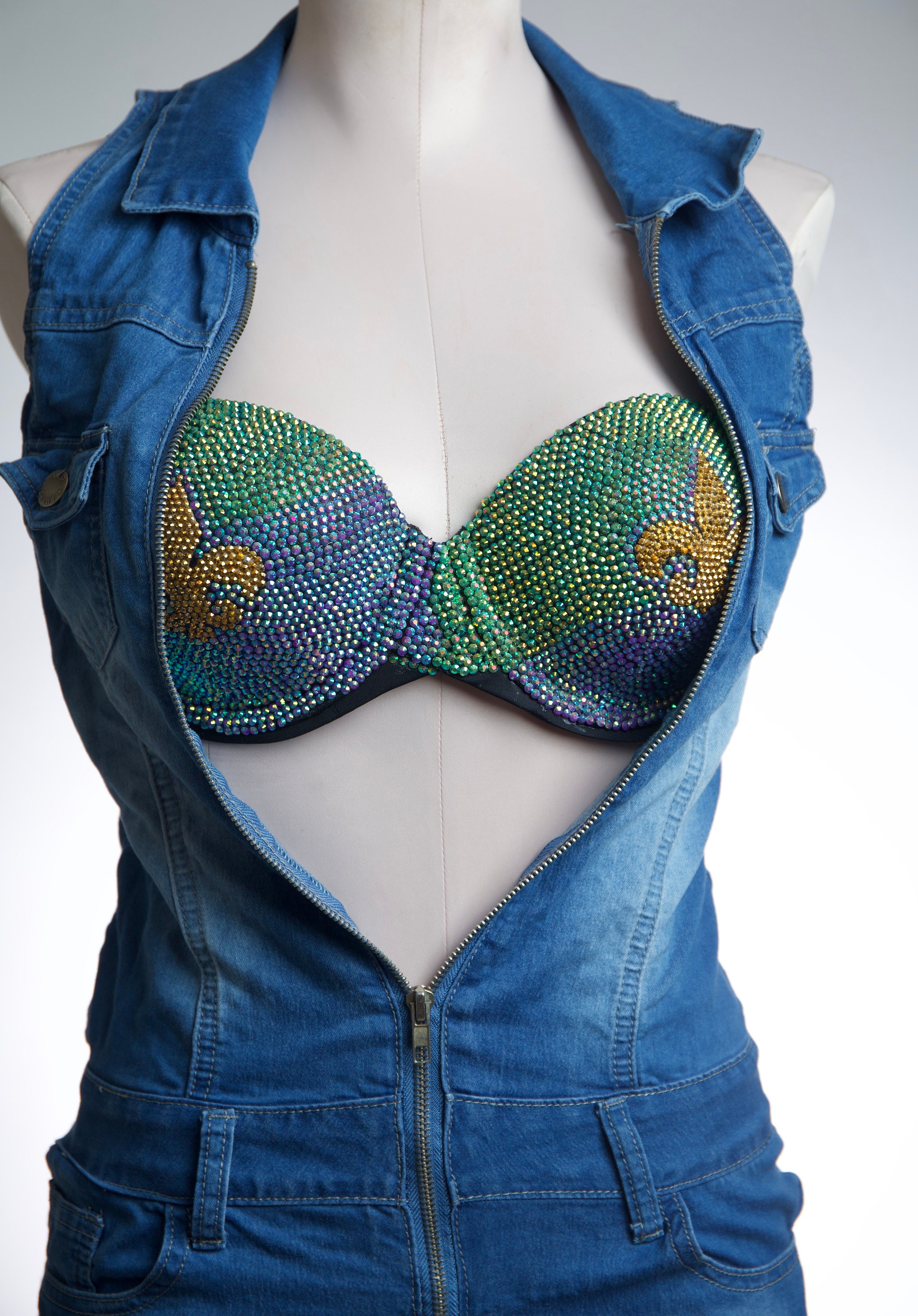 mardi gras bra top