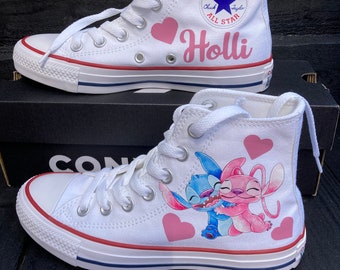 Adult Stitch & Angel Custom Converse, Stitch and Angel shoe, Custom shoes, Stitch converse