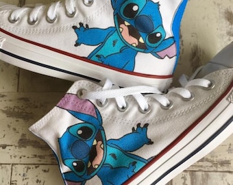 Stitch Converse High Tops, Lilo and Stich Shoes, Stitch Sneakers