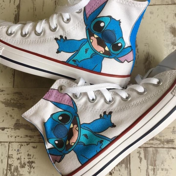 Stitch Converse High Tops, Lilo and Stich Shoes, Stitch Sneakers