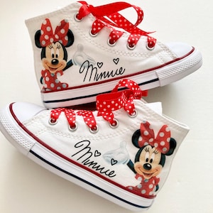 Custom Converse Kids High Top Sneakers Personalized Gift for Kids Unique Custom Shoes Disney Inspired Minnie Mouse converse