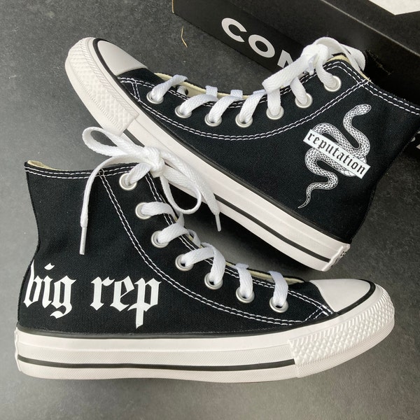 Converse Taylor Swift, chaussures montantes de l'époque de la réputation, baskets Big Rep, Converse Snake