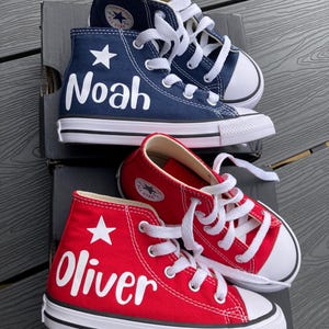 Zapatillas altas Converse personalizadas para niños, regalo personalizado para niños, zapatos personalizados únicos, zapatos de boda para niños de cumpleaños