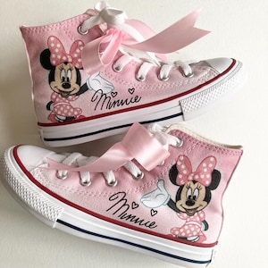 Custom Converse High Top Sneakers Personalized Gift Unique Custom Shoes Disney Inspired Pink Minnie Mouse converse