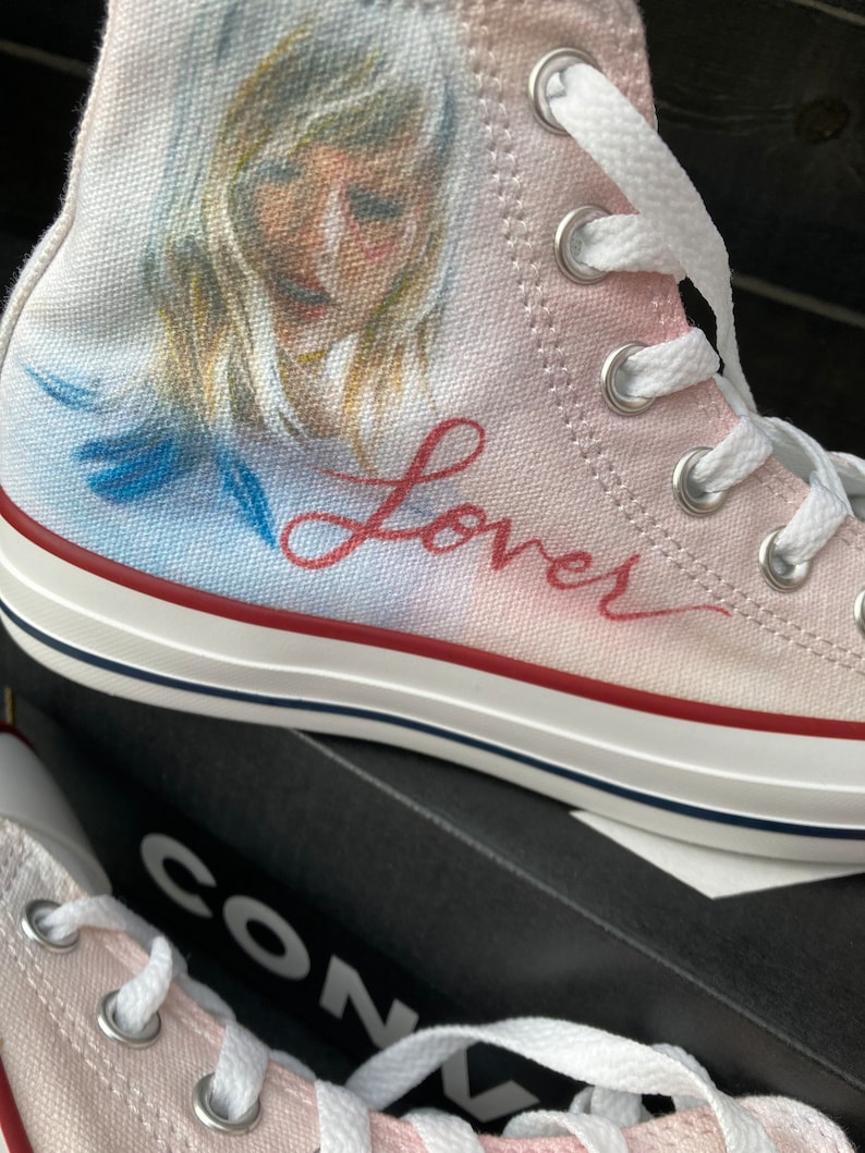 Taylor Swift Converse High Tops, Lover Era Shoes, Lover Sneakers, Swiftie Converse image 3