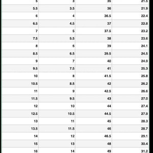 CONVERSE SIZE CHART US TO UK AND EU