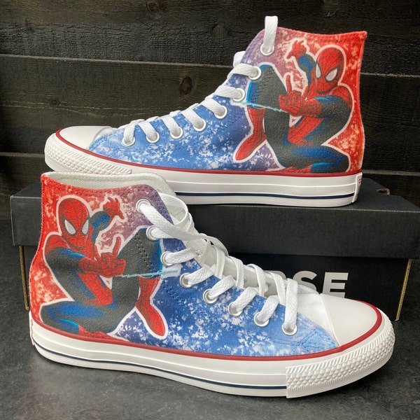 Spiderman custom converse high tops, SPIDER-MAN converse sneakers