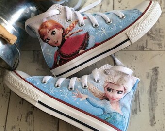 Kids Frozen High Top Converse, Elsa and Anna Shoes, Frozen Sneakers