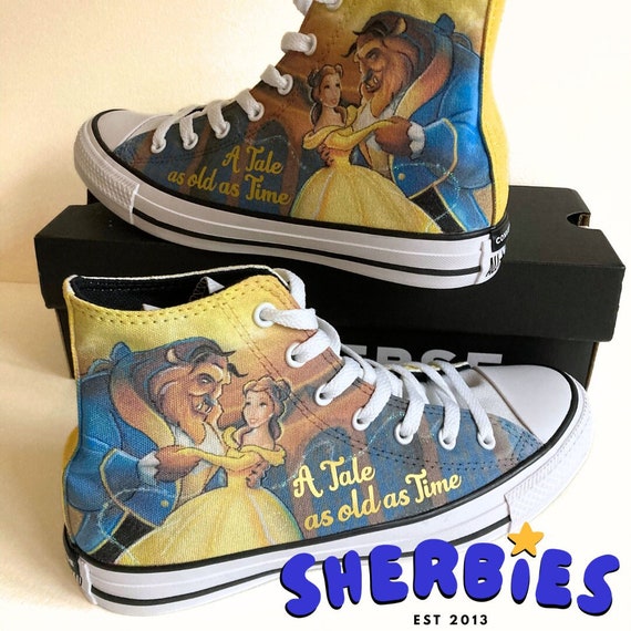 Beauty the Beast Converse High Tops BATB Custom Converse Wedding Shoes Etsy
