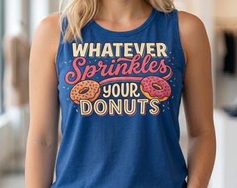 Camiseta sin mangas estilo racerback para mujer, camiseta de donut, divertida