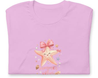 Ropa de mujer, Camiseta con ambiente veraniego, Camiseta de vacaciones de verano,
