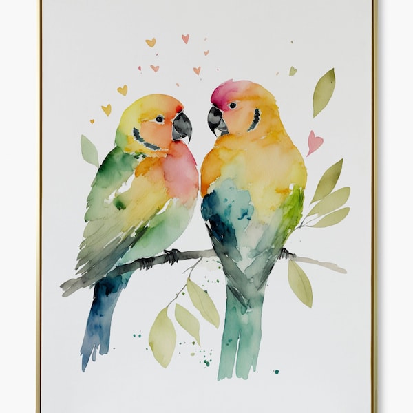 Lovebirds Wall Art Etsy