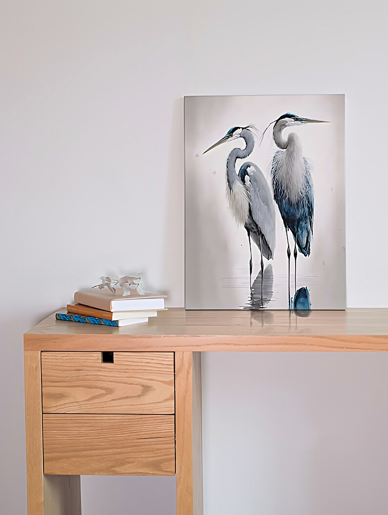 Heron Wall Art 2 Herons on 1 Canvas Perfect Wall Art for Etsy