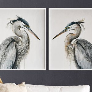 Heron Wall Art - 2 Herons On Canvas -   Perfect Wall Art For Bedroom And Living Room