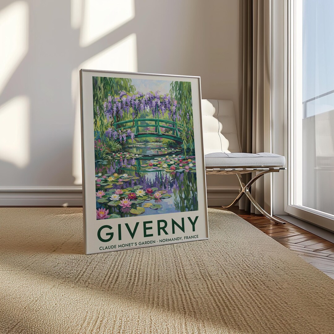 Monet Water Lilies Giverny Wall Art Print | Impressionist Garden Poster ...