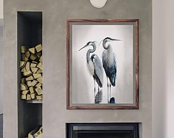 Heron Wall Art: Two Herons on Canvas