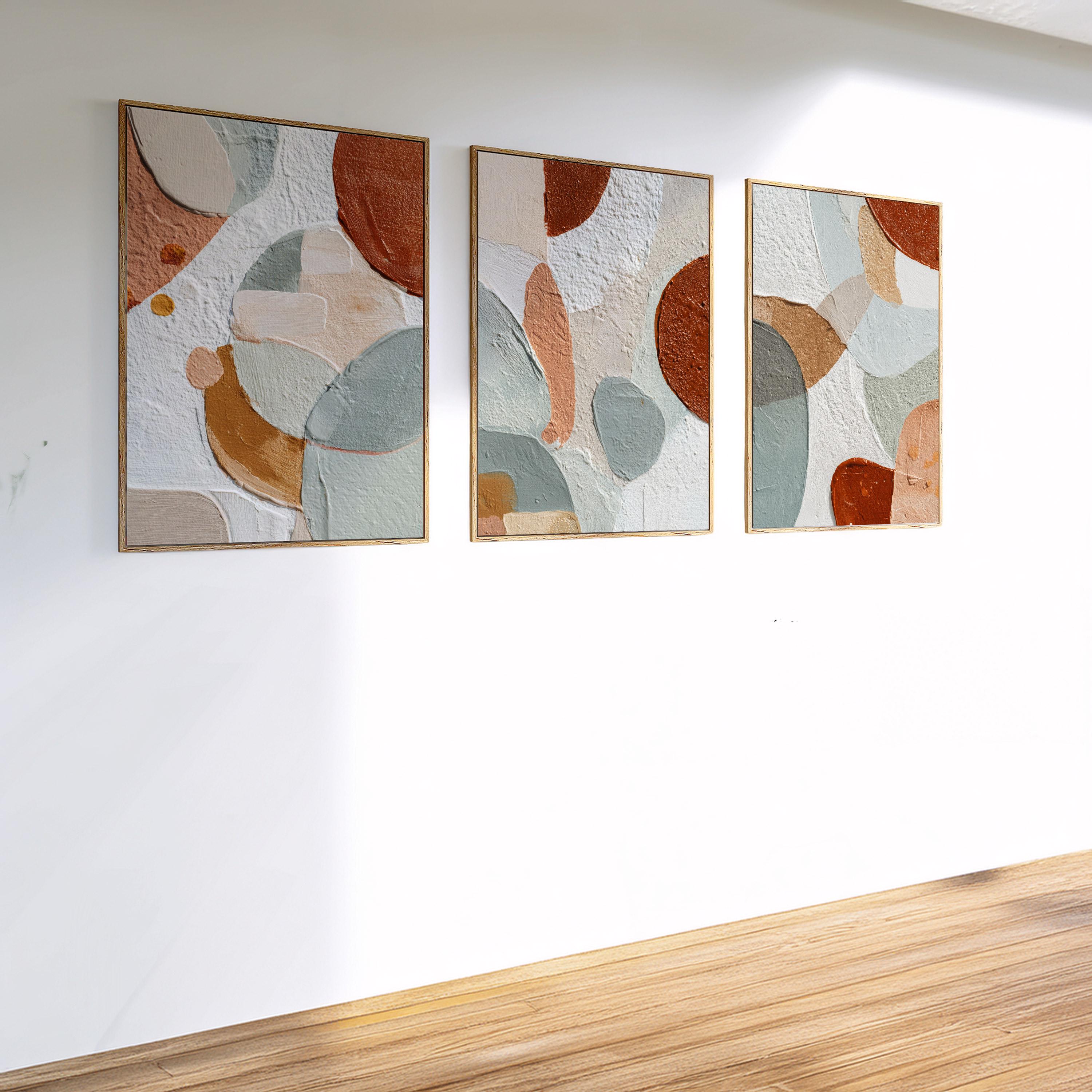 Terracotta Abstract Art Print Set of 3 | Boho Rust Blue Wall Decor - Etsy