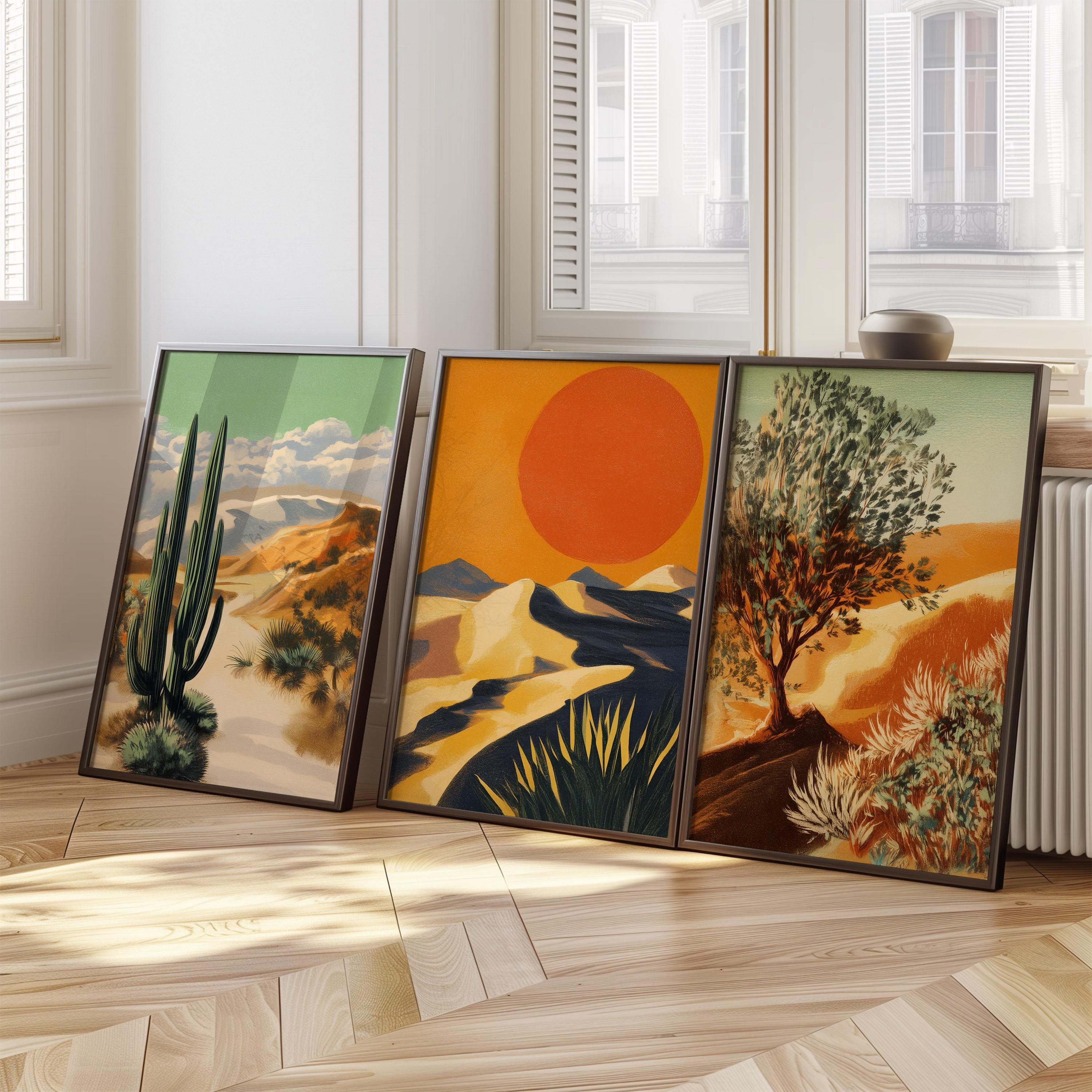 Desert Landscape Art Prints: Southwest Cactus Wall Decor, Set of 3 - Etsy