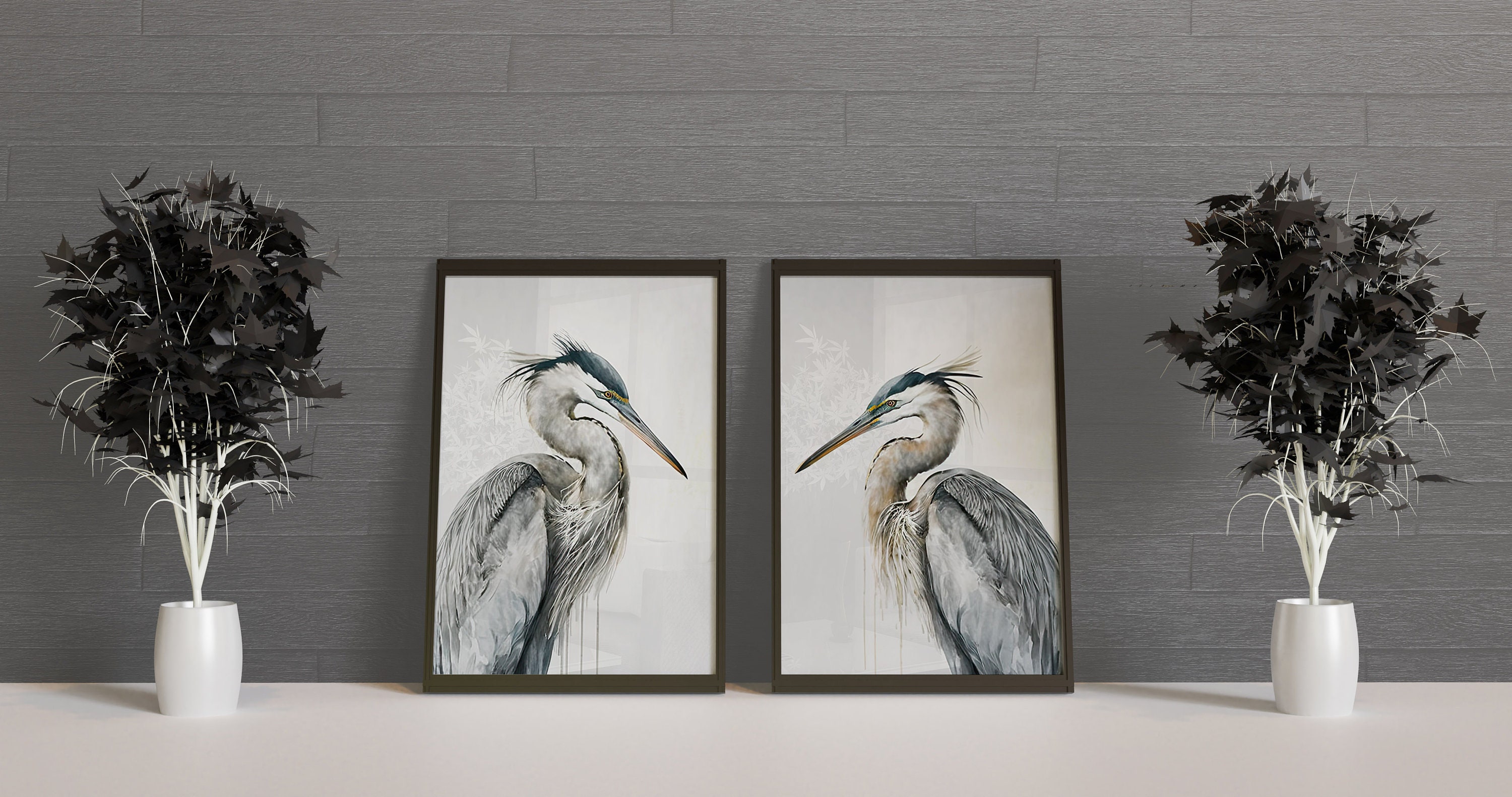 Heron Wall Art 2 Herons on Canvas Perfect Wall Art for Bedroom and