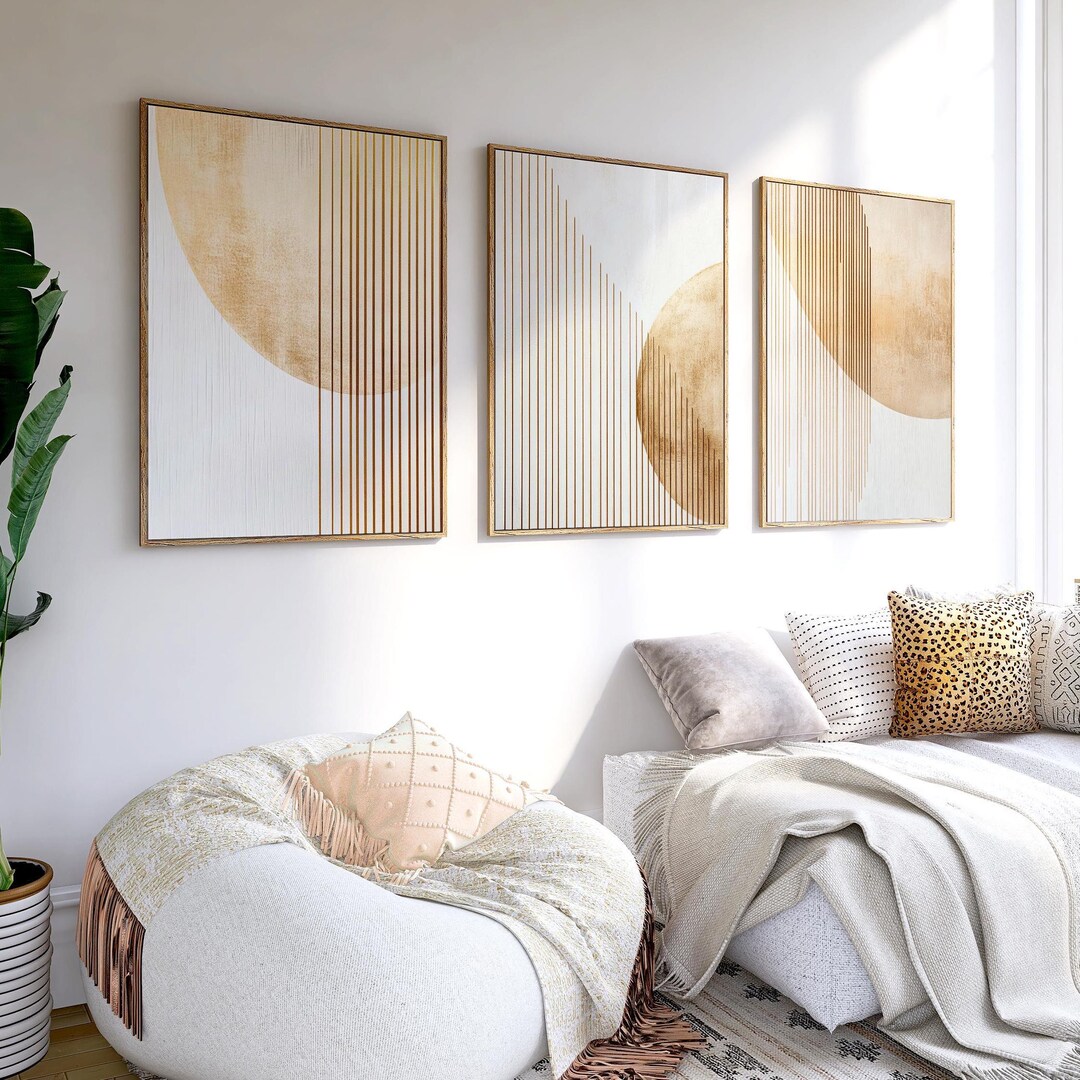 Geometric Gold Abstract Print Set: Modern Minimalist Wall Art - Etsy