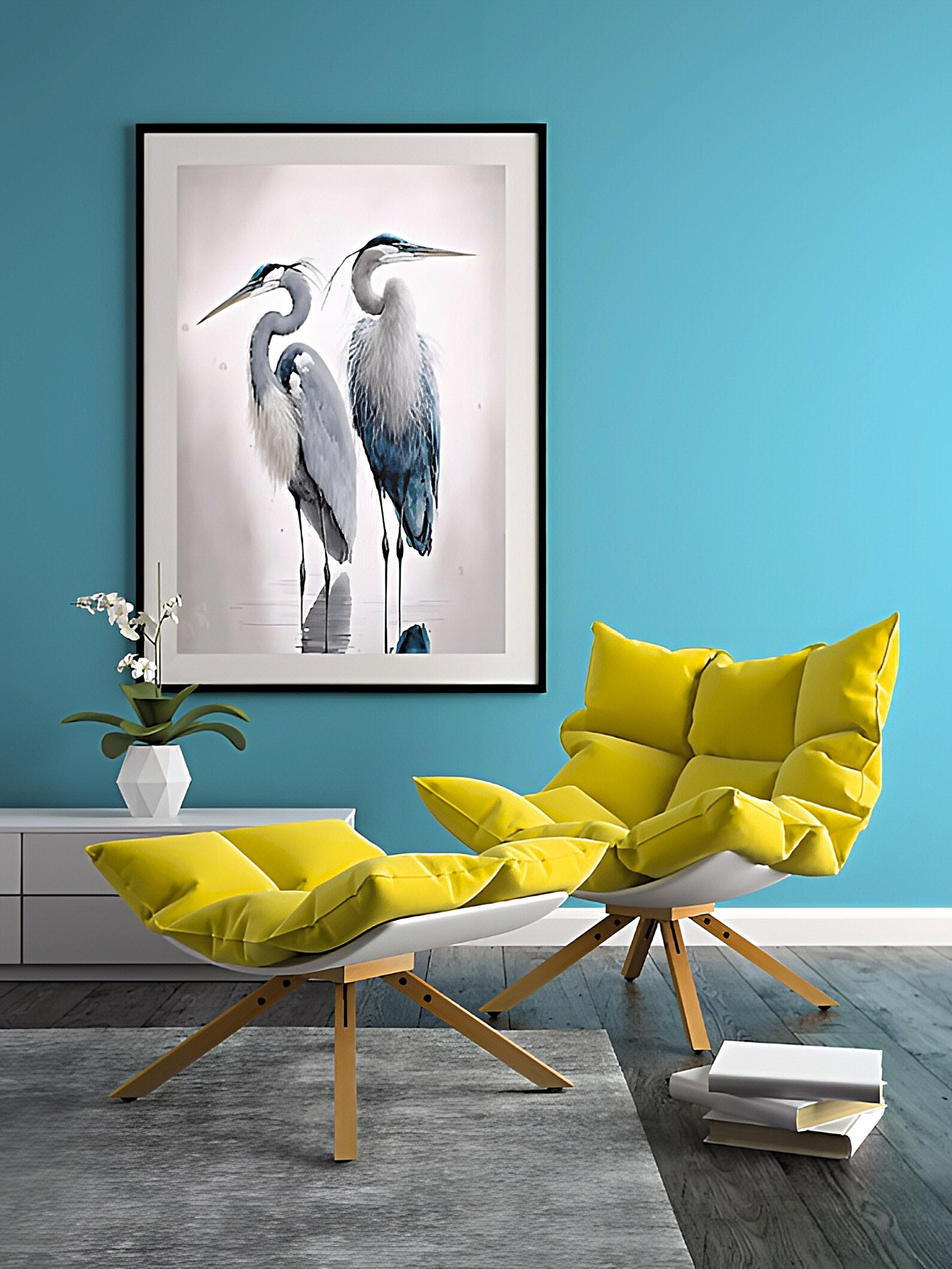 Heron Wall Art 2 Herons on 1 Canvas Perfect Wall Art for Etsy