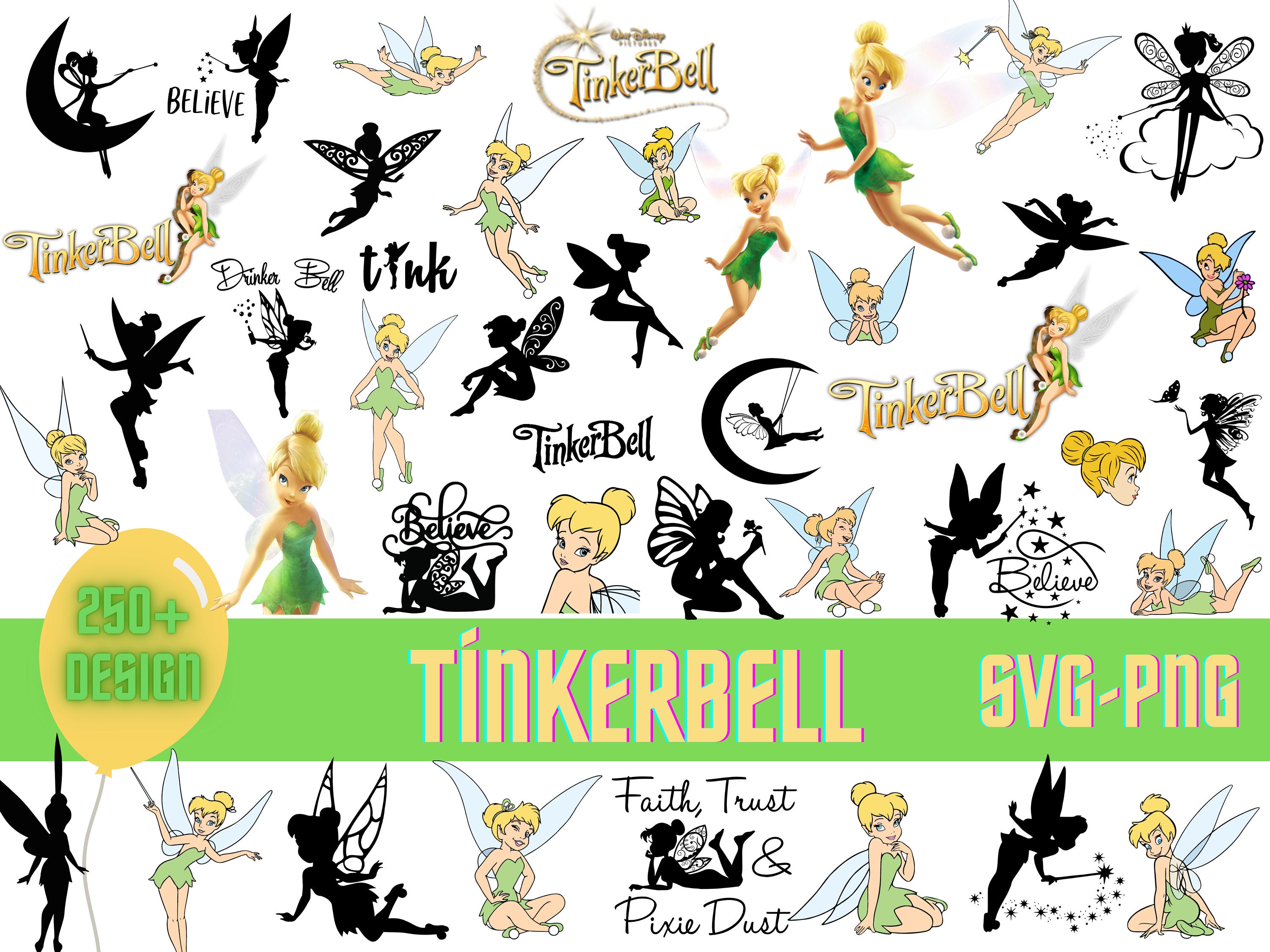 250 Tinkerbell SVG Bundle Tinkerbell Silhouette tinkerbell Etsy UK