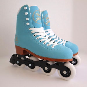 Patines en línea azules: gamuza vegana, marco de aluminio