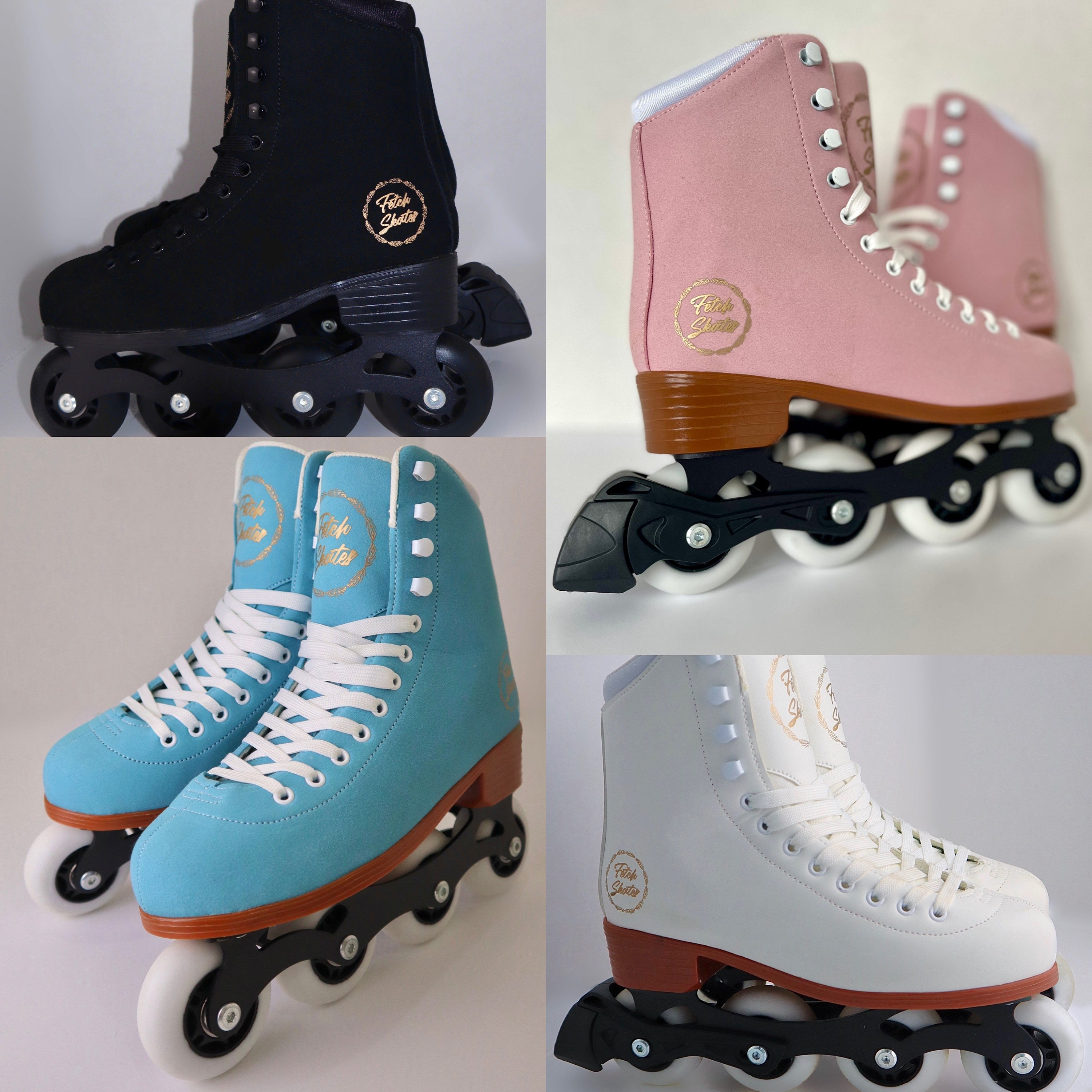 White In-line Roller Skates Stylish Womens Ladies Kids Girls ...