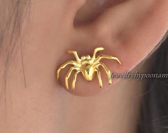 925 Sterling Silver Spider Studs, Handmade Minimalist Bug Earrings, Everyday Nature Jewelry