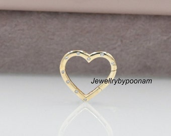 14K Gold Pink Sapphire Heart Enhancer Necklace, 14K Gold Solid Gold Charms Enhancer, 1 Heart Enhancer, Heart Enhancer Gold, Heart Link Lock