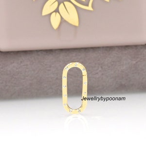 14K Yellow Gold Charm Enhancer, 14k Enhancer Lock Multi, Diamond Enhancer Elongated, 14k Diamond Charm Holder, Gold Enhancer Jewelry