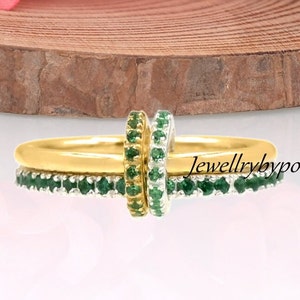 14K Vergulde Multi-Link Ring met Diamant; Robuuste Gouden Schakelring