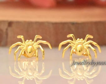 925 Sterling Silber kleine Spinne Ohrstecker — Handgemachter Schmuck