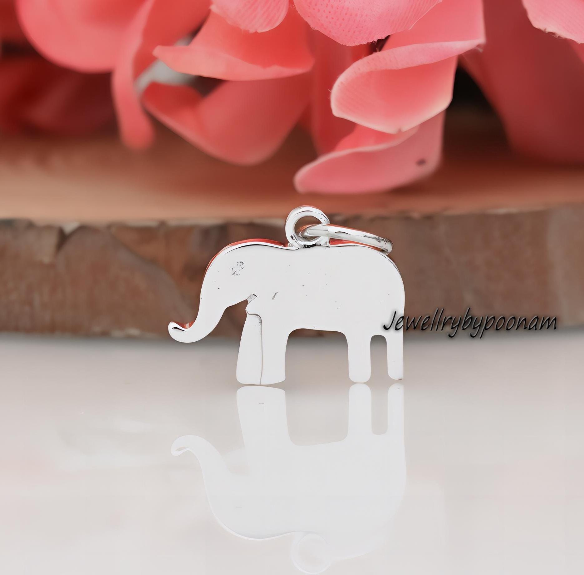 925 Sterling Silver Elephant Pendant: Tiny Lucky Charm (20MM) - Jewelry By Poonam | SKU: PJP4270-SLNS-20M 2/26